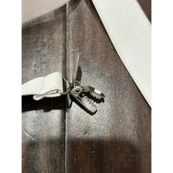 Vintage Elastic Suspenders White One Size Adjustable Clip On Formal Wear Retro - Picture 4 of 6